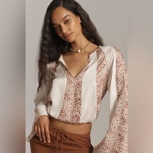 Anthropologie Satin Blouse Size XL